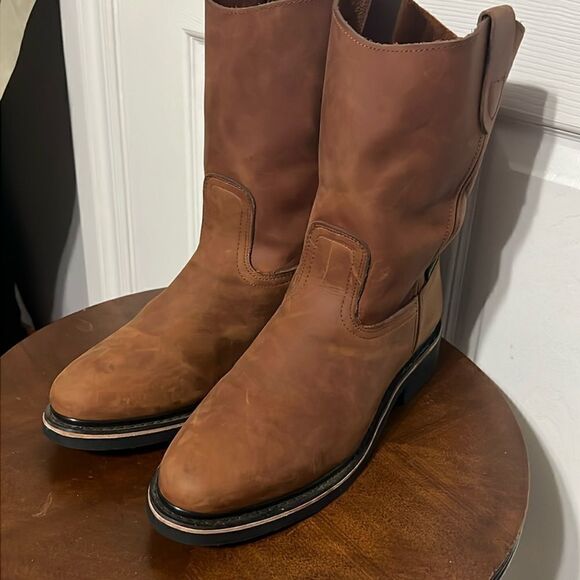 🔥 PUREPECHA WORK BOOTS GENUINE LEATHER WESTERN ROUND TOE Rubber Sole - PERFECT - Picture 6 of 12